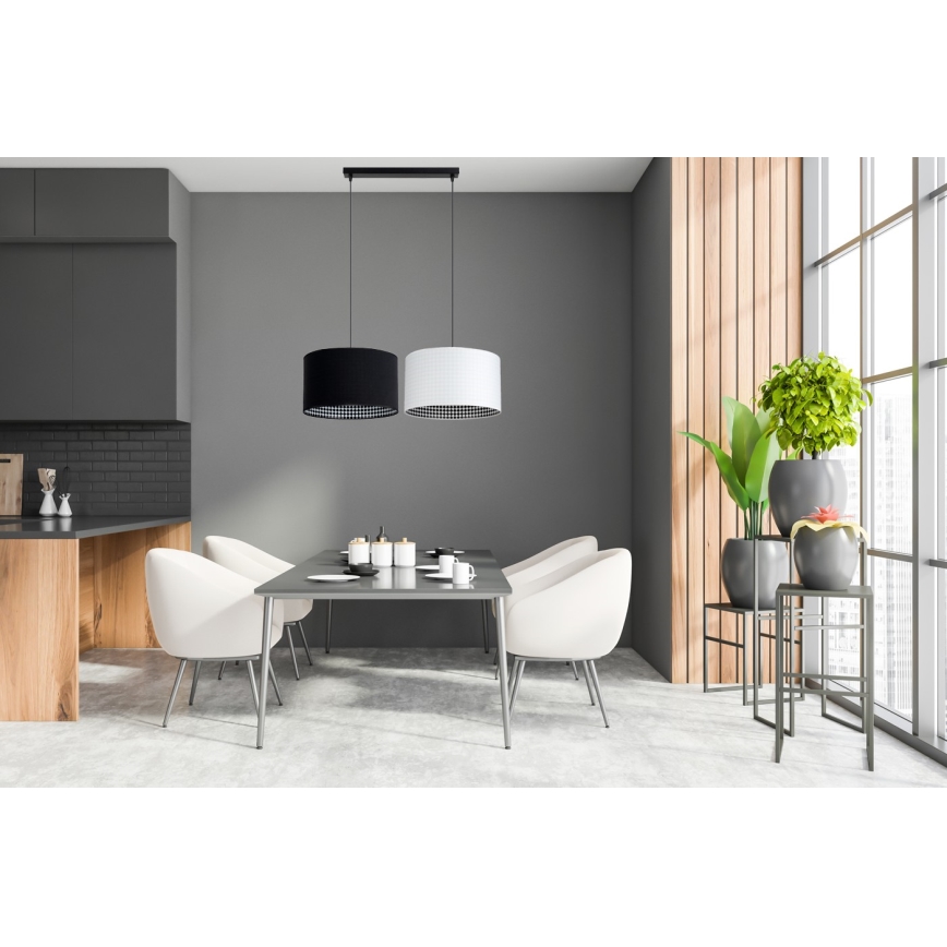 Lustr na lanku LORI 2xE27/60W/230V černá/bílá