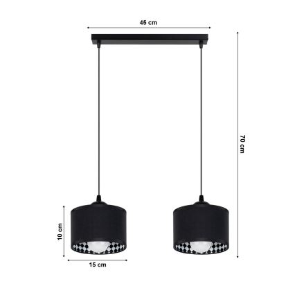 Lustr na lanku LORI 2xE27/60W/230V černá