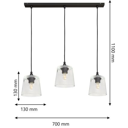 Lustr na lanku LUCEA 3xE27/15W/230V