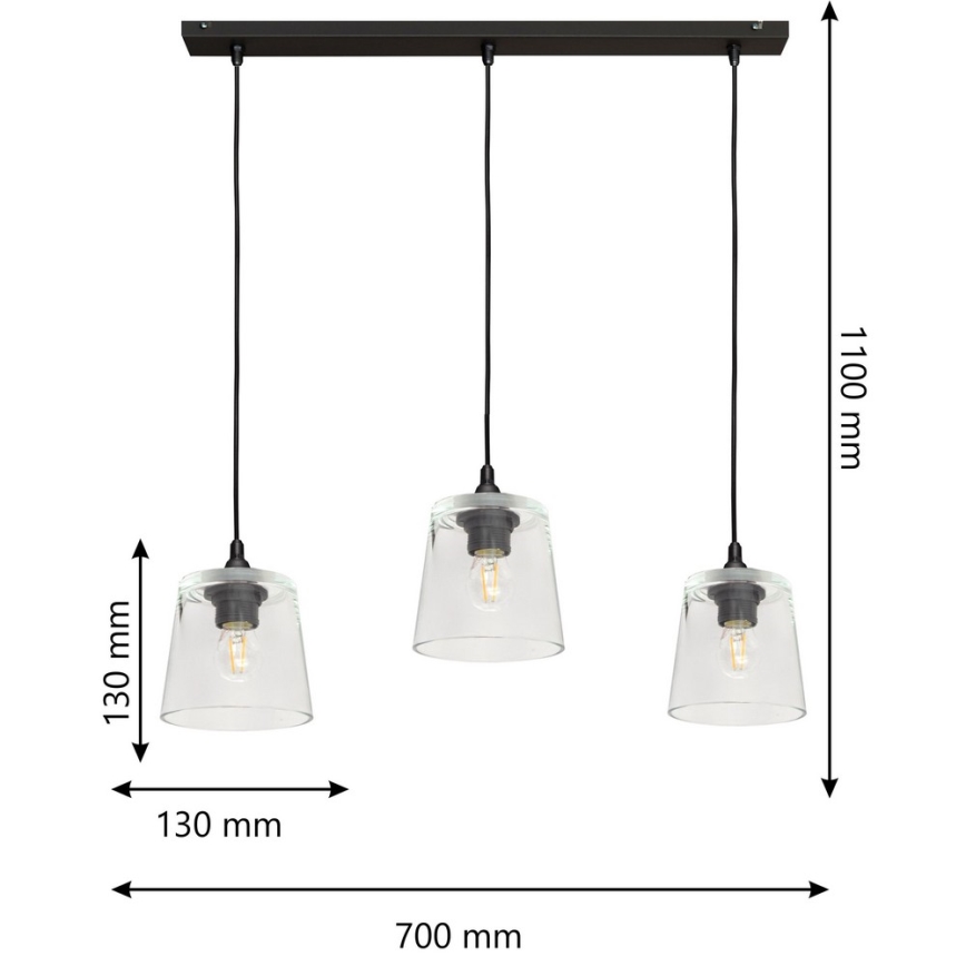 Lustr na lanku LUCEA 3xE27/15W/230V