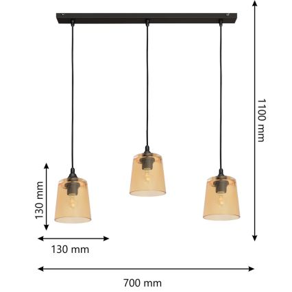Lustr na lanku LUCEA 3xE27/15W/230V