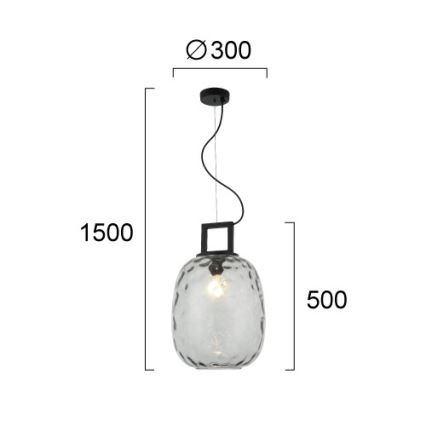 Lustr na lanku LUCY 1xE27/40W/230V kouřová černá