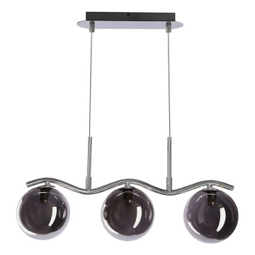 Lustr na lanku LUMOS 3xG9/20W/230V kouřová černá
