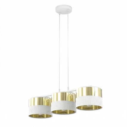 Lustr na lanku LUX 3xE27/15W/230V bílá/zlatá