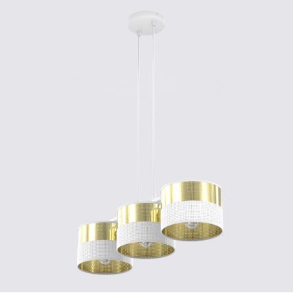 Lustr na lanku LUX 3xE27/15W/230V bílá/zlatá