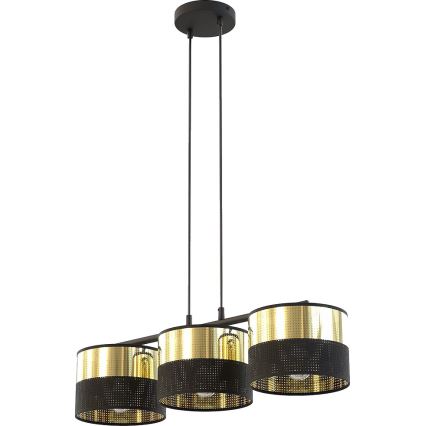 Lustr na lanku LUX 3xE27/15W/230V černá/zlatá