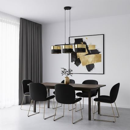 Lustr na lanku LUX 3xE27/15W/230V černá/zlatá