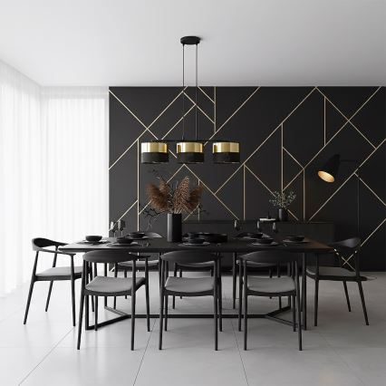 Lustr na lanku LUX 3xE27/15W/230V černá/zlatá