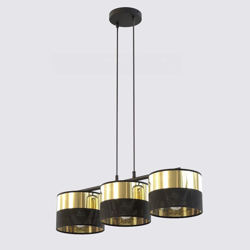 Lustr na lanku LUX 3xE27/15W/230V černá/zlatá