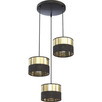 Lustr na lanku LUX 3xE27/15W/230V černá/zlatá