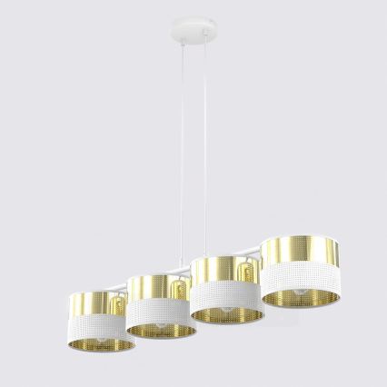 Lustr na lanku LUX 4xE27/15W/230V bílá/zlatá