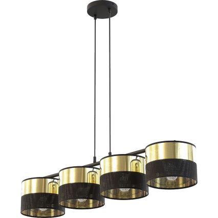 Lustr na lanku LUX 4xE27/15W/230V černá/zlatá