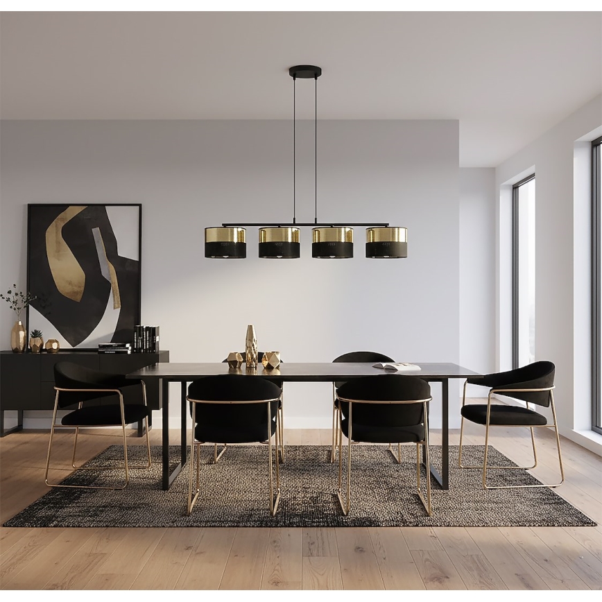 Lustr na lanku LUX 4xE27/15W/230V černá/zlatá
