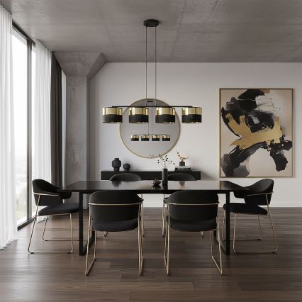 Lustr na lanku LUX 4xE27/15W/230V černá/zlatá