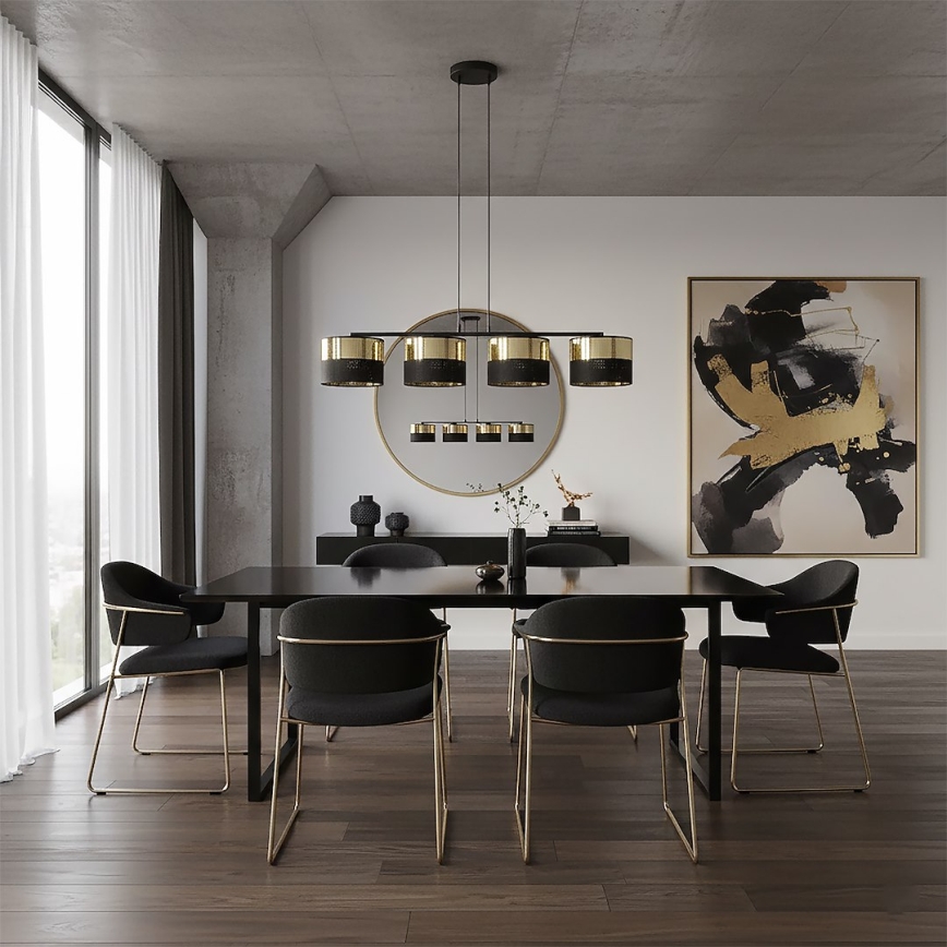 Lustr na lanku LUX 4xE27/15W/230V černá/zlatá