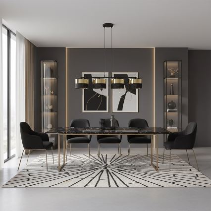 Lustr na lanku LUX 4xE27/15W/230V černá/zlatá
