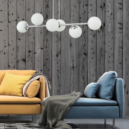 Lustr na lanku MADDIE 6xE14/5W/230V lesklý chrom