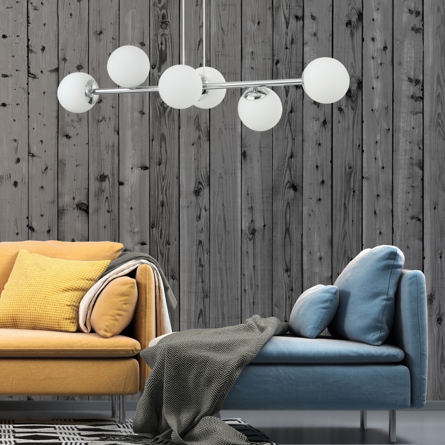 Lustr na lanku MADDIE 6xE14/5W/230V lesklý chrom