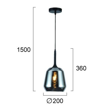 Lustr na lanku MAEVA 1xE27/40W/230V kouřová černá/černá