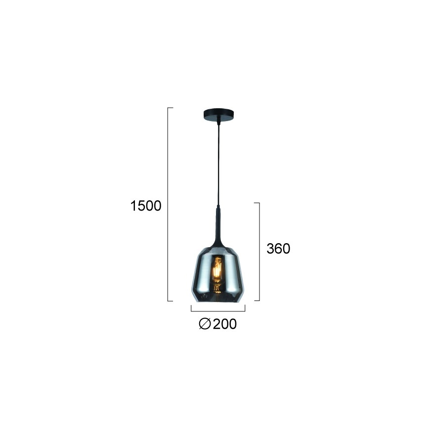 Lustr na lanku MAEVA 1xE27/40W/230V kouřová černá/černá