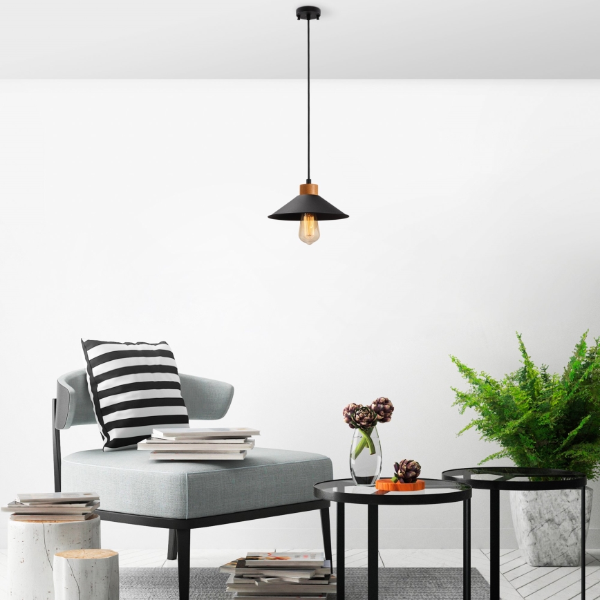 Lustr na lanku MANAVGAT 1xE27/40W/230V černá/hnědá