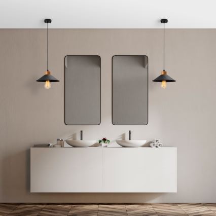 Lustr na lanku MANAVGAT 1xE27/40W/230V černá/hnědá