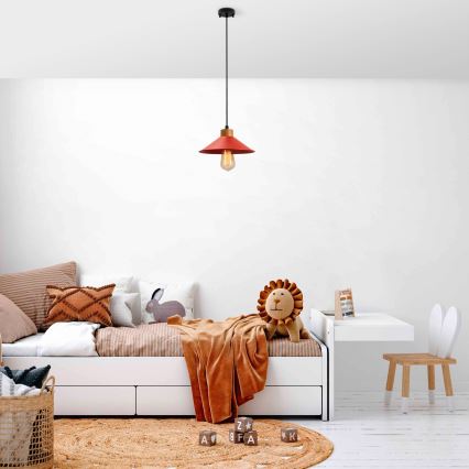 Lustr na lanku MANAVGAT 1xE27/40W/230V červená/hnědá
