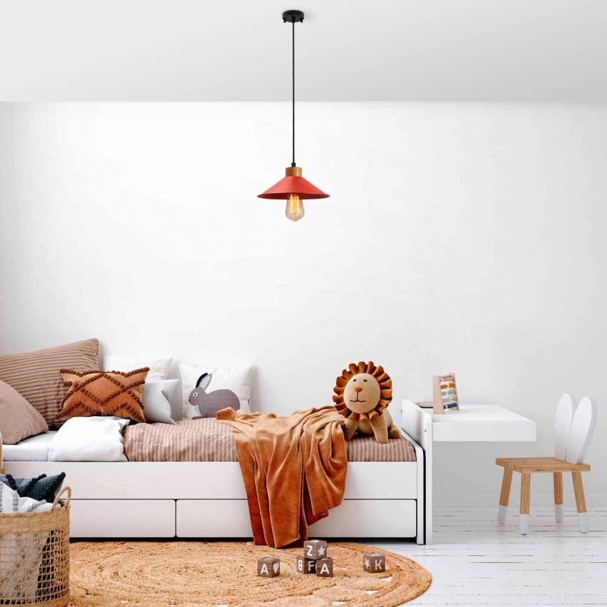 Lustr na lanku MANAVGAT 1xE27/40W/230V červená/hnědá