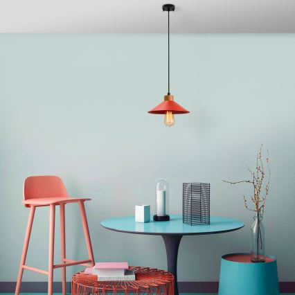 Lustr na lanku MANAVGAT 1xE27/40W/230V červená/hnědá