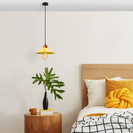 Lustr na lanku MANAVGAT 1xE27/40W/230V žlutá/hnědá