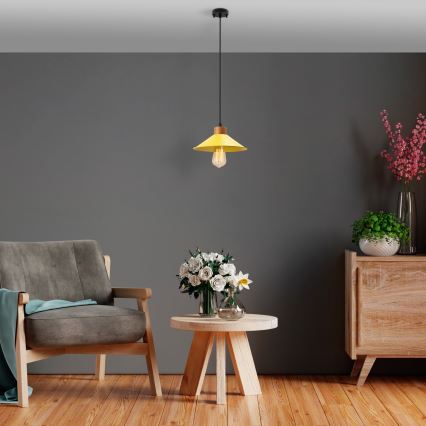 Lustr na lanku MANAVGAT 1xE27/40W/230V žlutá/hnědá