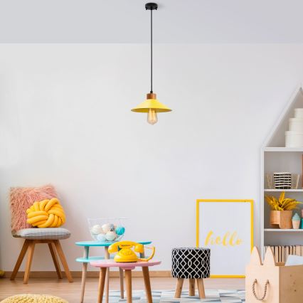 Lustr na lanku MANAVGAT 1xE27/40W/230V žlutá/hnědá
