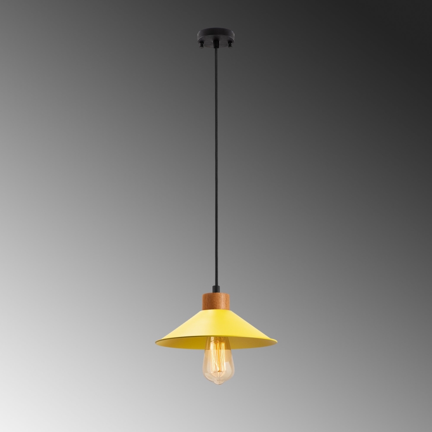 Lustr na lanku MANAVGAT 1xE27/40W/230V žlutá/hnědá