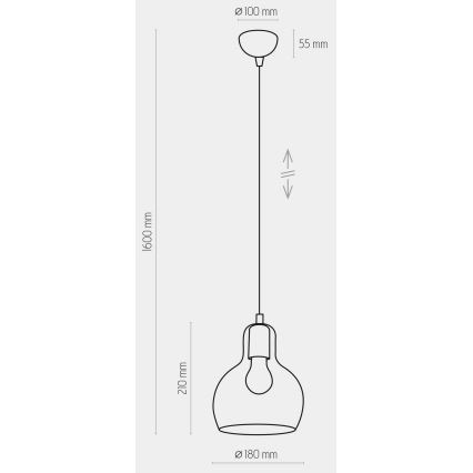 Lustr na lanku MANGO 1xE27/60W/230V modrá