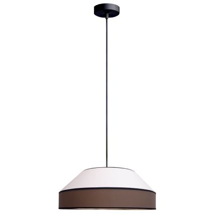 Lustr na lanku MANISO 1xE27/60W/230V pr. 45 cm bílá/hnědá