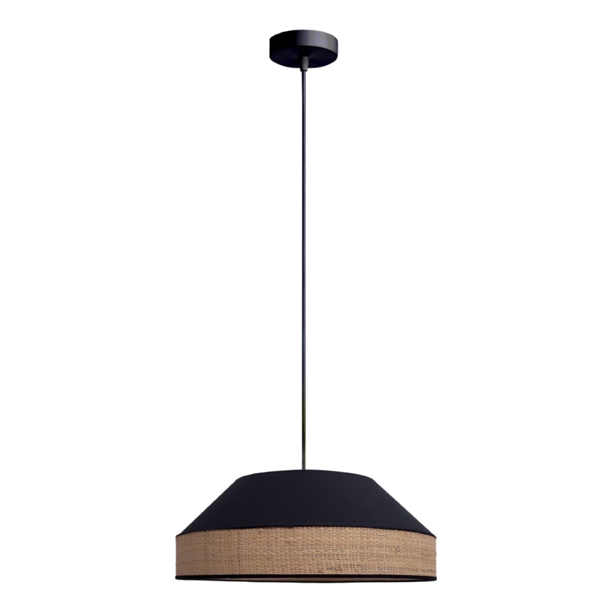 Lustr na lanku MANISO 1xE27/60W/230V pr. 45 cm černá/béžová