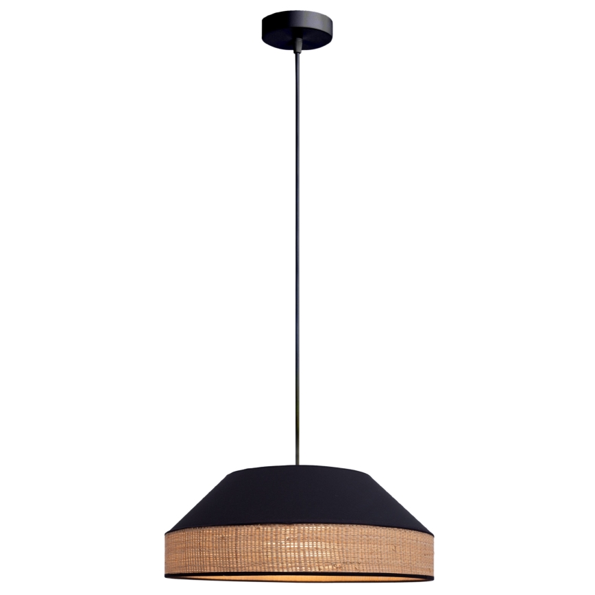Lustr na lanku MANISO 1xE27/60W/230V pr. 45 cm černá/béžová