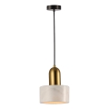 Lustr na lanku MARBLE 1xE27/60W/230V zlatá/bílá/dekor mramoru