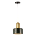Lustr na lanku MARBLE 1xE27/60W/230V zlatá/zelená/dekor mramoru