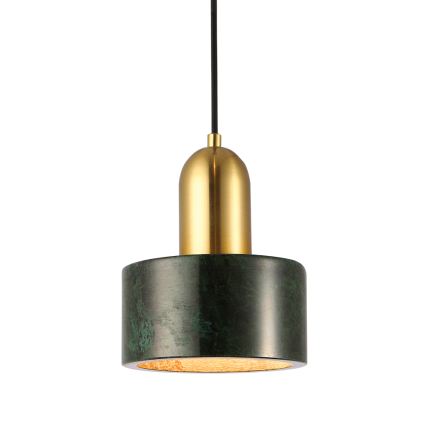 Lustr na lanku MARBLE 1xE27/60W/230V zlatá/zelená/dekor mramoru