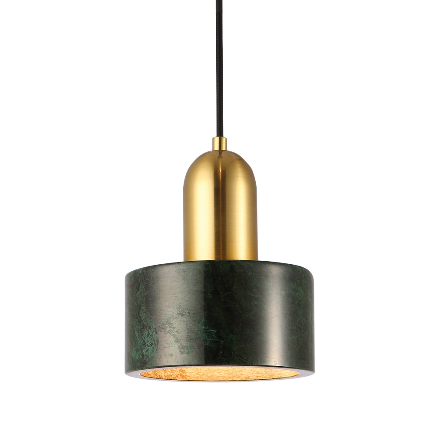 Lustr na lanku MARBLE 1xE27/60W/230V zlatá/zelená/dekor mramoru