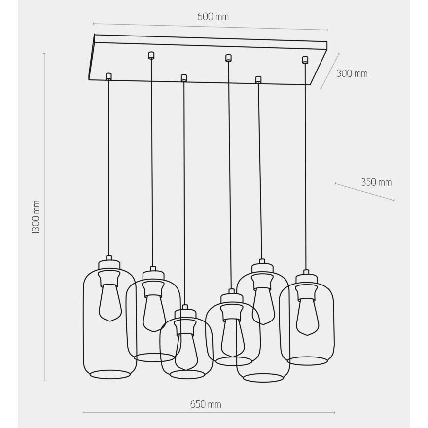 Lustr na lanku MARCO 6xE27/60W/230V černá
