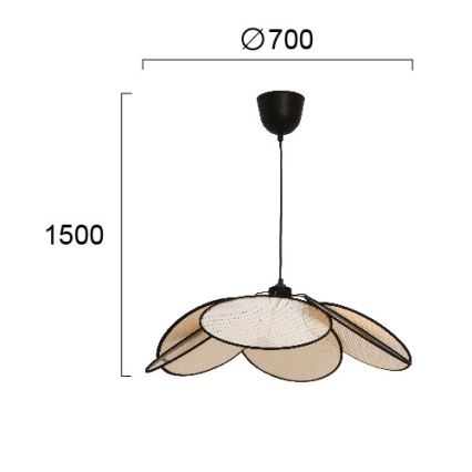 Lustr na lanku MARGARET 1xE27/40W/230V černá/béžová