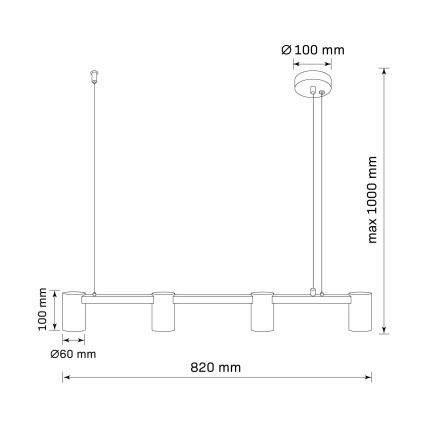 Lustr na lanku MARIBEL 4xGU10/10W/230V černá