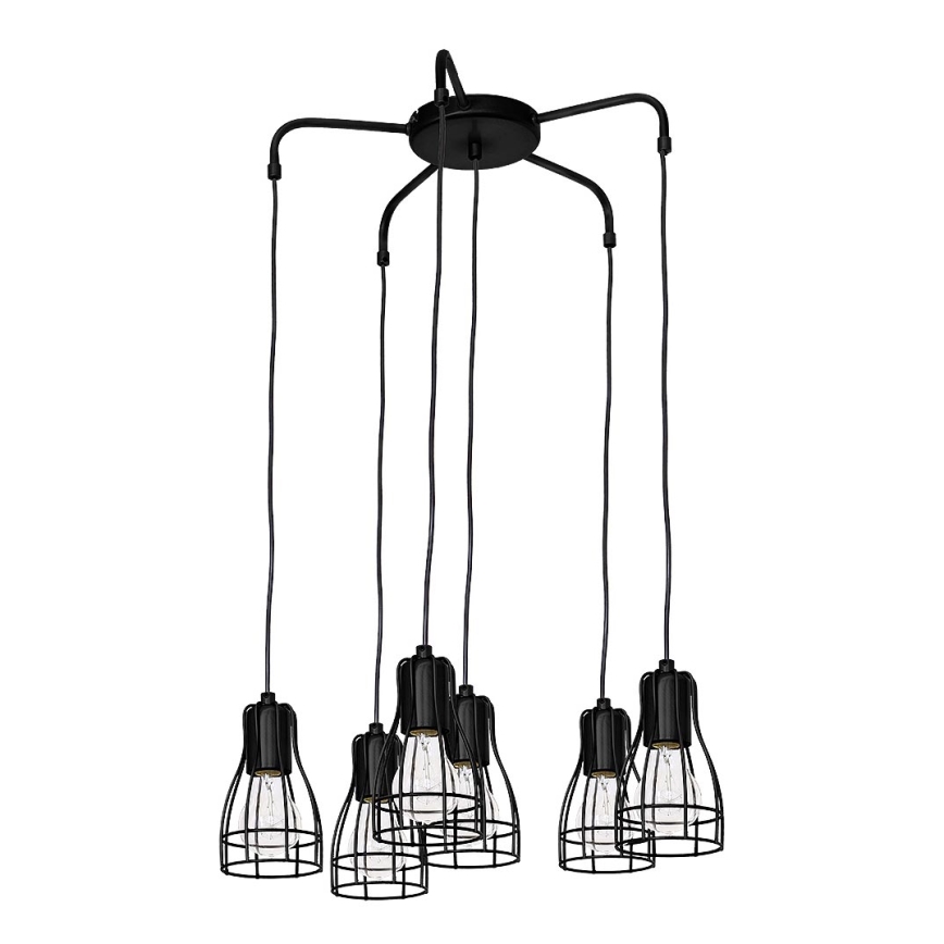 Lustr na lanku MARION BLACK 6xE27/60W/230V