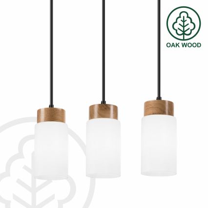 Lustr na lanku MARKUS 3xE27/15W/230V černá/dub