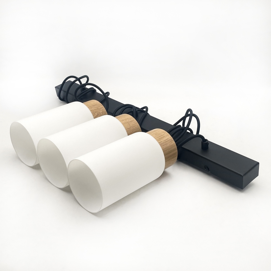 Lustr na lanku MARKUS 3xE27/15W/230V černá/dub