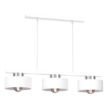 Lustr na lanku MARTI 3xE27/15W/230V bílá/lesklý chrom
