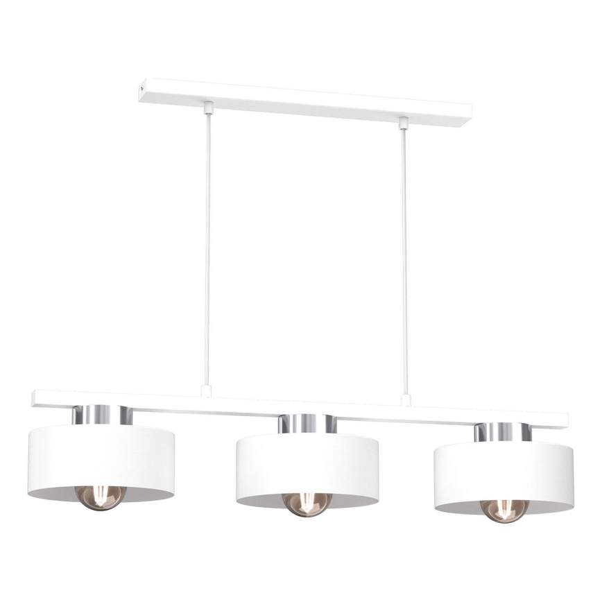 Lustr na lanku MARTI 3xE27/15W/230V bílá/lesklý chrom