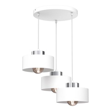 Lustr na lanku MARTI 3xE27/15W/230V bílá/lesklý chrom
